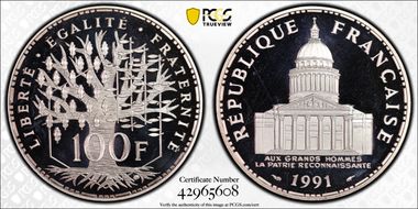 1991 100 Fr Panthéon Gad-898 PR68DCAM