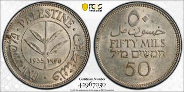 1935 50 Mil KM-6  Ag MS62