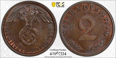 1939-B 2 Pfg J-362 MS65BN
