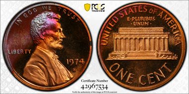 1974-S 1C PR69RB