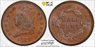 1828 1/2C 13 Stars AU58BN