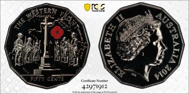 2014 50C Western Front Colorized MS69