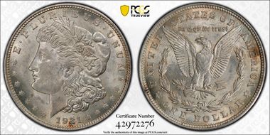 1921 $1 Morgan MS62