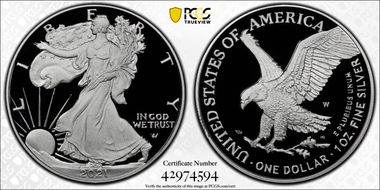 2021-W  $1 Silver Eagle - Type 2 First Strike PR70DCAM