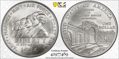1994-W $1 Women Military MS70