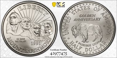 1991-D 50C Mount Rushmore MS68