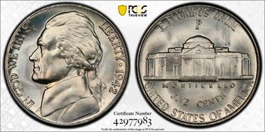 1942-P 5C Silver MS67