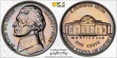 1942 5C Nickel PR66
