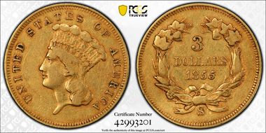 1855-S $3 VF35