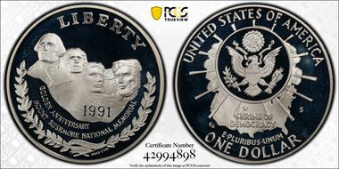 1991-S $1 Mount Rushmore PR68DCAM