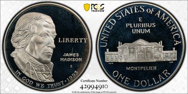 1993-S $1 Madison PR68DCAM