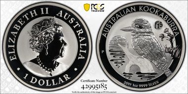 2019-P $1 Kookaburra Ag-F15 Privy MS70