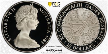 1982 $10 XII Commonwealth Games PR69DCAM