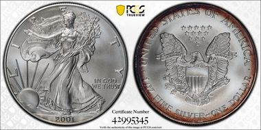 2001 $1 Silver Eagle MS69