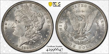 1888-O $1 VAM 9, Doubled Arrows MS64