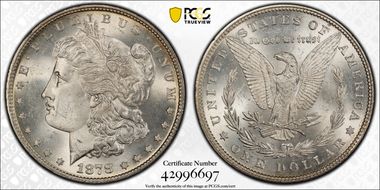 1878 7TF $1 VAM 203, Short Leaf MS64