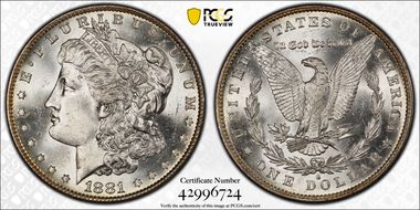 1881-S $1 MS64+ 