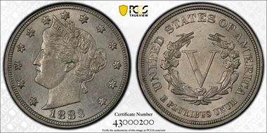 1883 5C No CENTS MS64