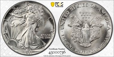 1987 $1 Silver Eagle MS69