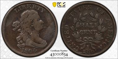 1804 1/2C C-6, Spiked Chin F12BN