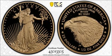 2021-W $25 Gold Eagle - Type 2 First Strike PR69DCAM