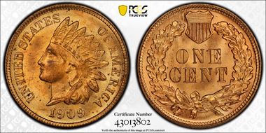 1909 1C Indian MS64RB