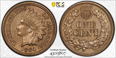 1864 1C Copper-Nickel N1