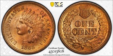 1865 1C Fancy 5 MS65RB