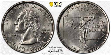 1999-P 25C Pennsylvania MS65
