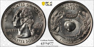 1999-D 25C Georgia MS66