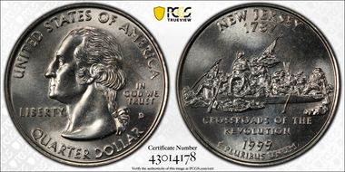 1999-D 25C New Jersey MS66