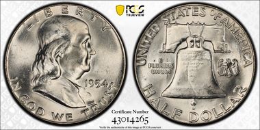 1954 50C Obv Die Clash FS-402 MS64