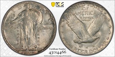 1917-D 25C Type 2 MS62FH