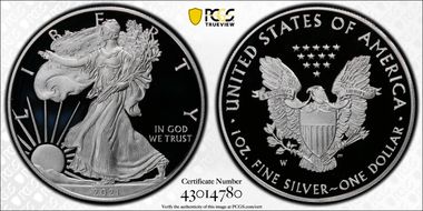 2021-W  $1 Silver Eagle - Type 1 PR70DCAM