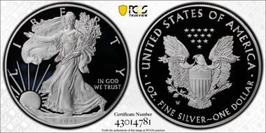 2021-W  $1 Silver Eagle - Type 1 PR70DCAM