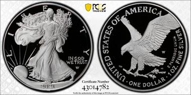 2021-W  $1 Silver Eagle - Type 2 PR70DCAM