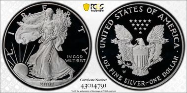 2007-W $1 Silver Eagle PR69DCAM