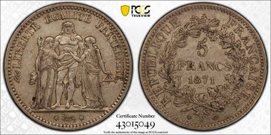 1871-K 5 Fr Gad-745 F-334 Hercule XF45