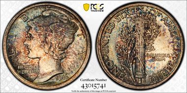 1916 10C Mercury MS65FB