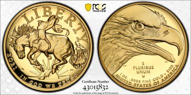 2021-W $100 American Liberty High Relief .9999 Fine First Strike PR69DCAM