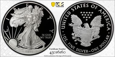 2021-W  $1 Silver Eagle - Type 1 PR70DCAM