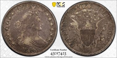 1806 50C Pointed 6, Stem VF35