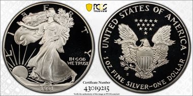 1991-S $1 Silver Eagle PR69DCAM