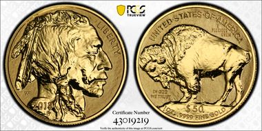 2013-W $50 American Buffalo Rev PR 100th Anniversary .9999 Fine Gold PR69