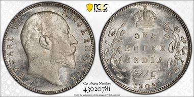 1903-B Rupee SW-7.18 Prid-199 Incuse With Dot on Stem MS62