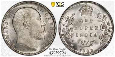 1903-B Rupee SW-7.18 Prid-199 Incuse With Dot on Stem MS62