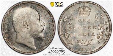 1903-B Rupee SW-7.18 Prid-199 Incuse w/o Dot on Stem MS62