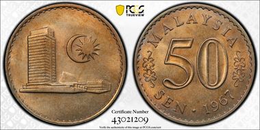 1967 50 Sen w/o Security Edge MS63