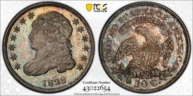 1829 10C Extra Large 10C MS66