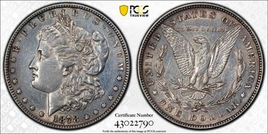1878 8TF $1 VAM 8, Stick Feather N1